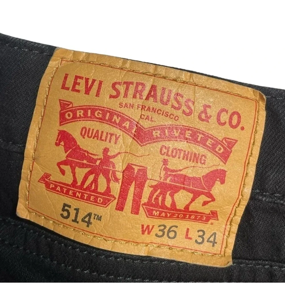 Levi Strauss Mens 514 Straight Fit Black Jeans 36 x 34